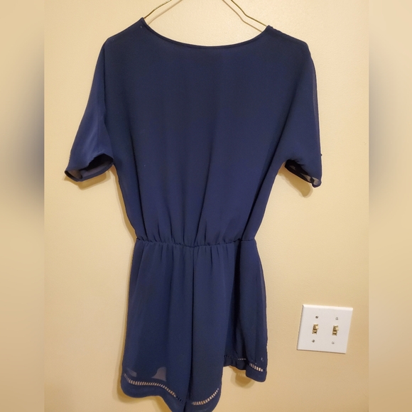 Navy lined short romper - Picture 6 of 8